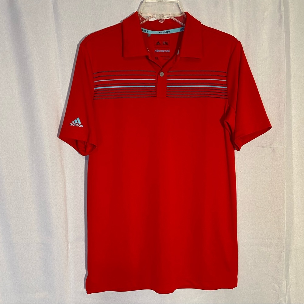 Adidas climacool red polo shirt.  YXL